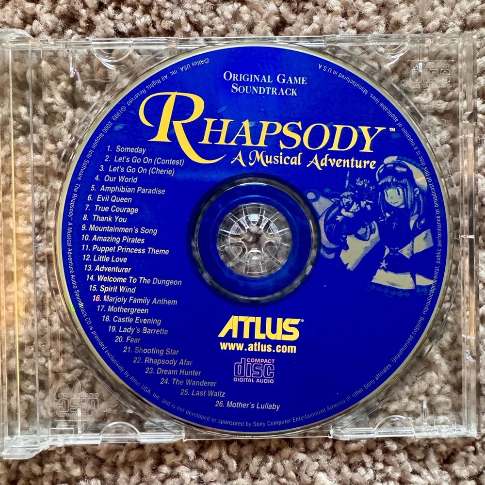 RARE Atlus Rhapsody A Musical Adventure Original Game Soundtrack Promo Tested